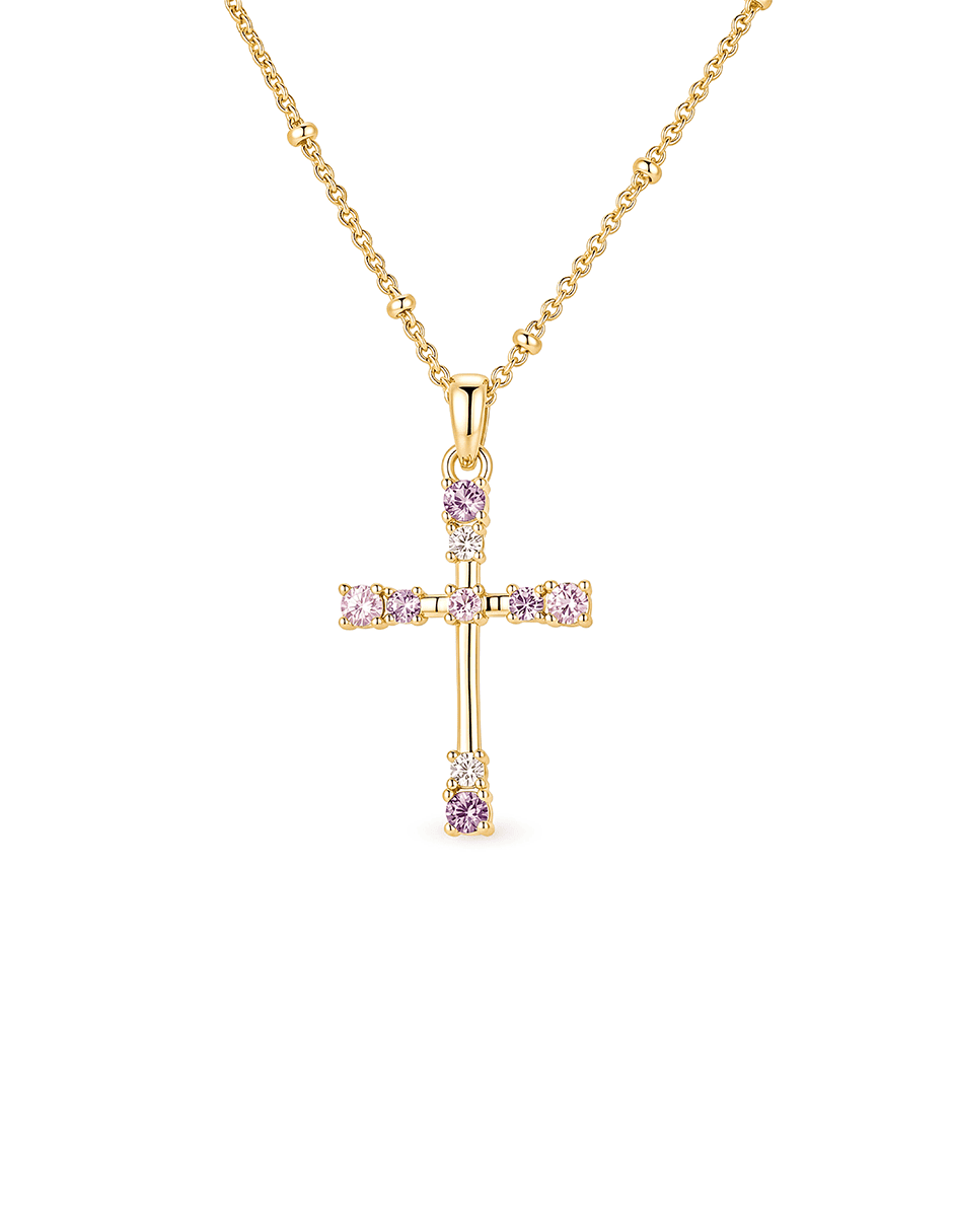 Collar de cruz con acabado baño de oro 14 K 2