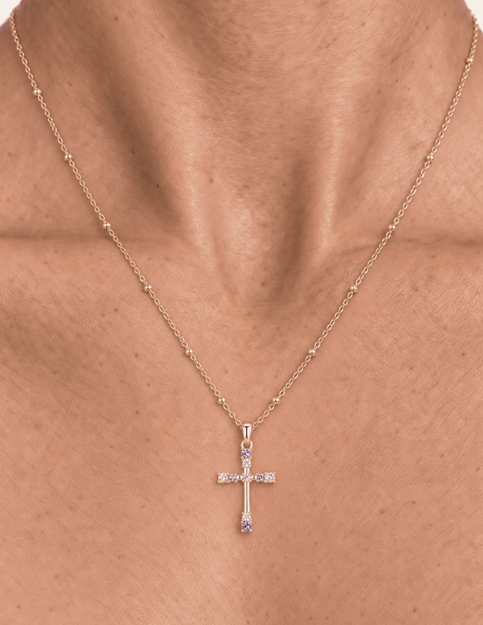 Collar de cruz con acabado baño de oro 14 K 4