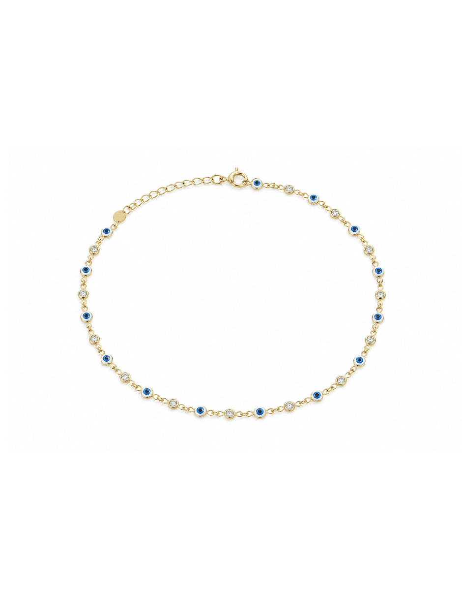 Pulsera con zirconia cabado baño de oro 14 K