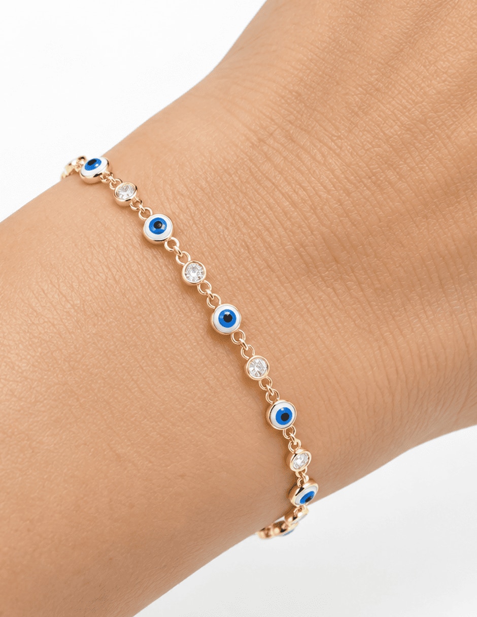 Pulsera con zirconia cabado baño de oro 14 K 4