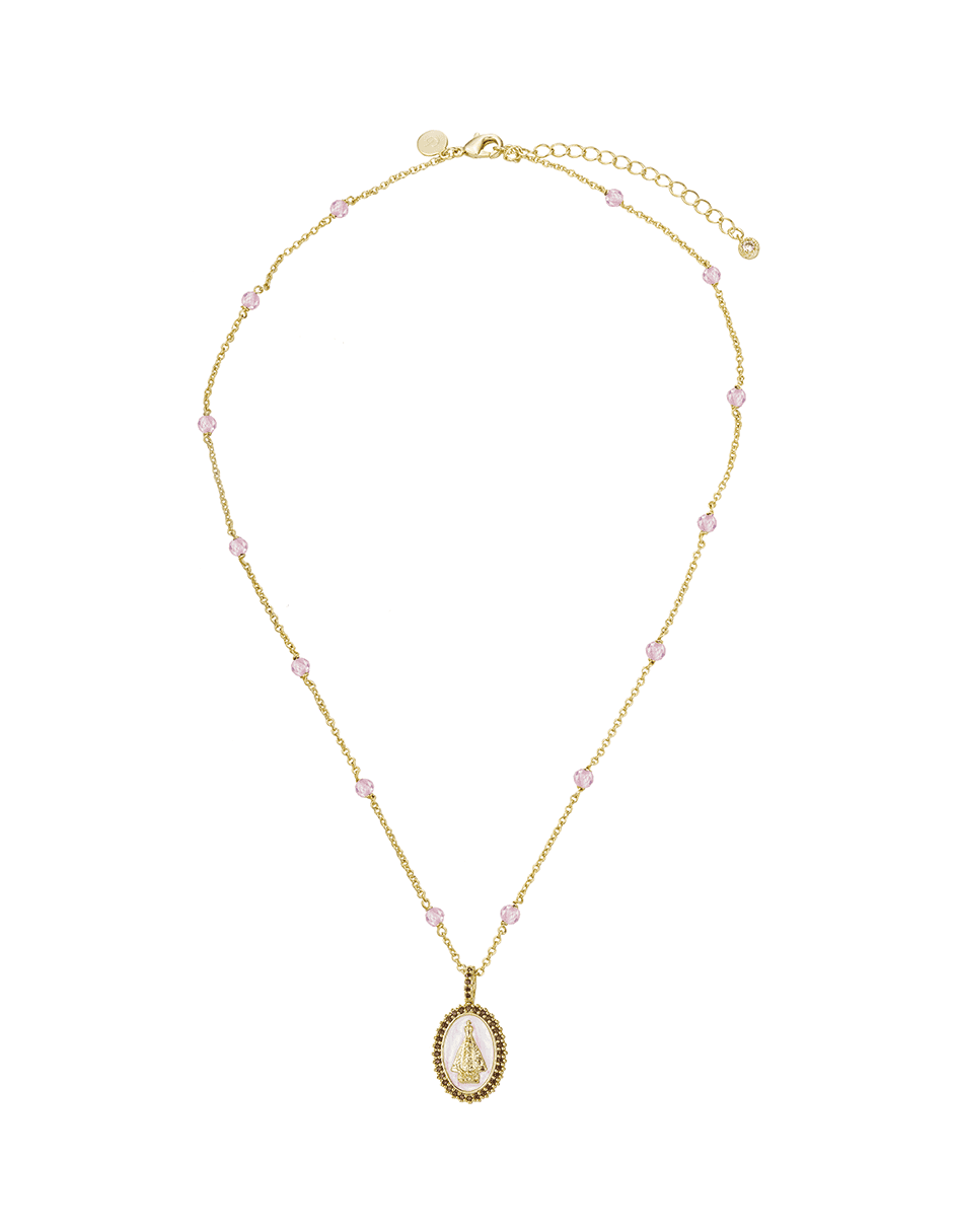 Collar ovalado con acabado baño de oro 14 K
