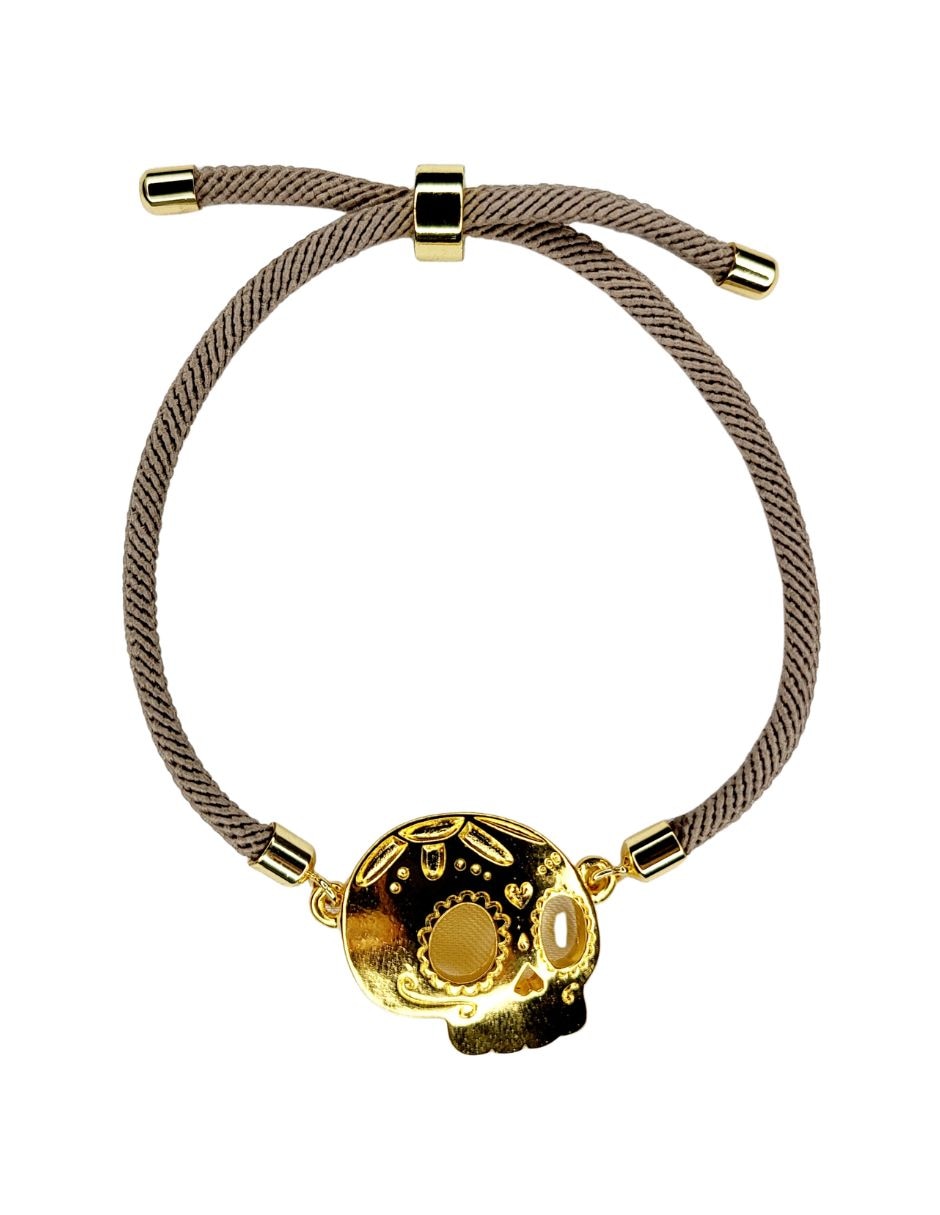 Pulsera con 24 k día de muertos acabado chapa de oro