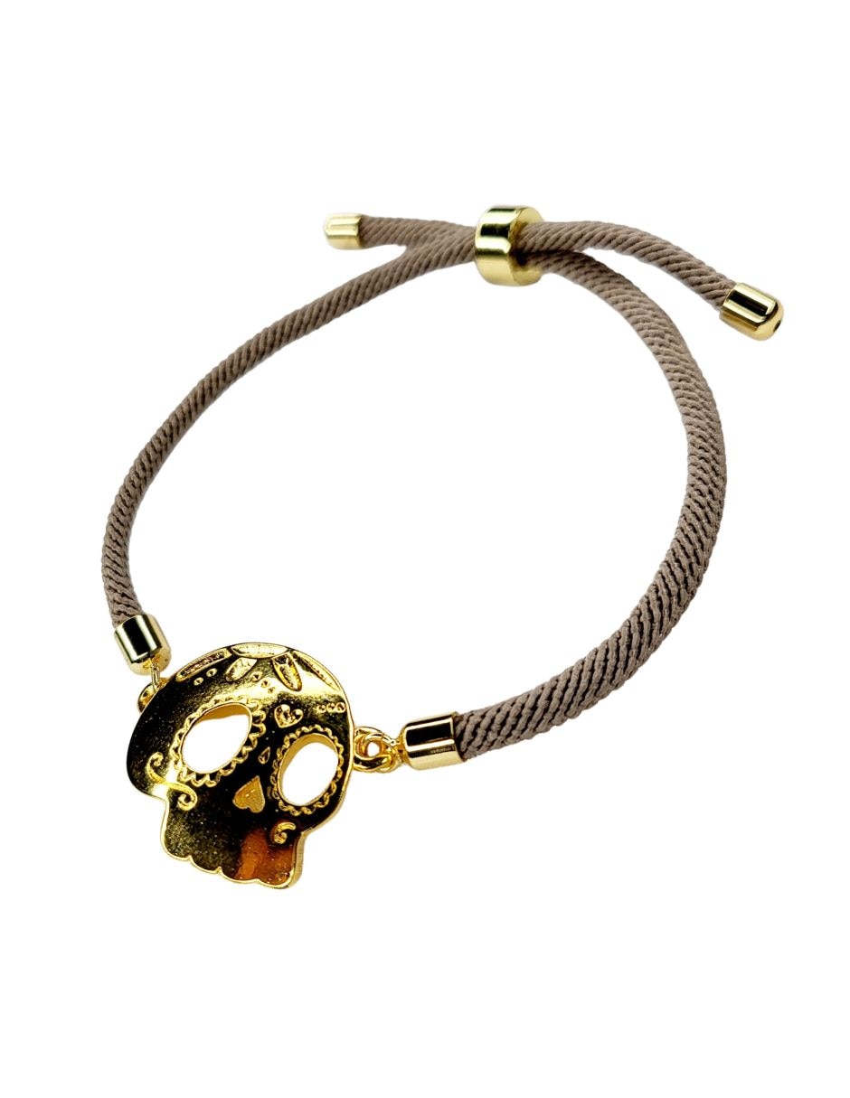 Pulsera con 24 k día de muertos acabado chapa de oro 4