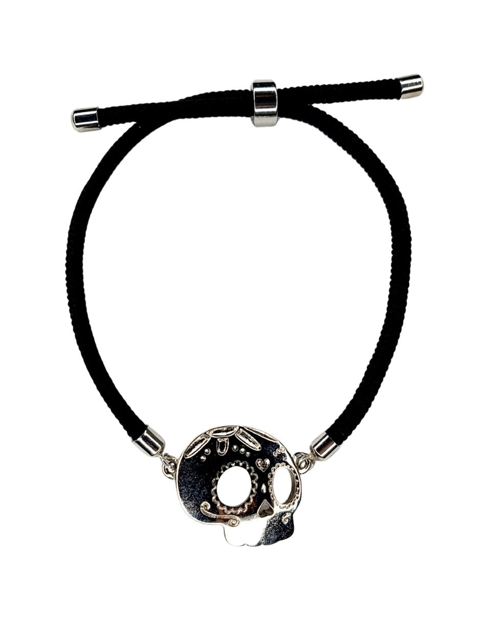 Pulsera con 24 k día de muertos acabado chapa de oro