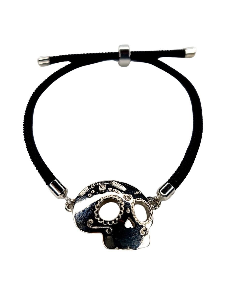 Pulsera con 24 k día de muertos acabado chapa de oro 4