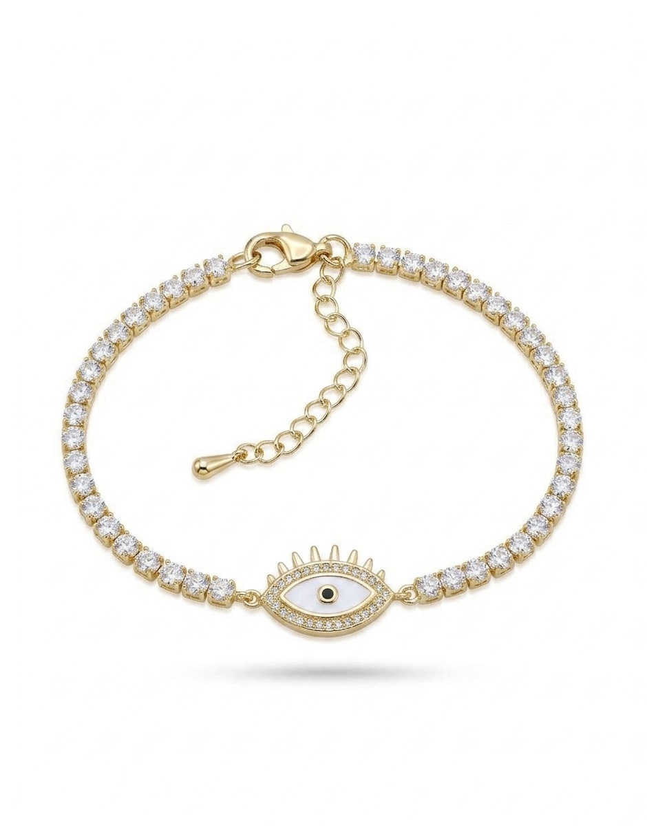 Pulsera de oro amarillo con zirconia 18 k