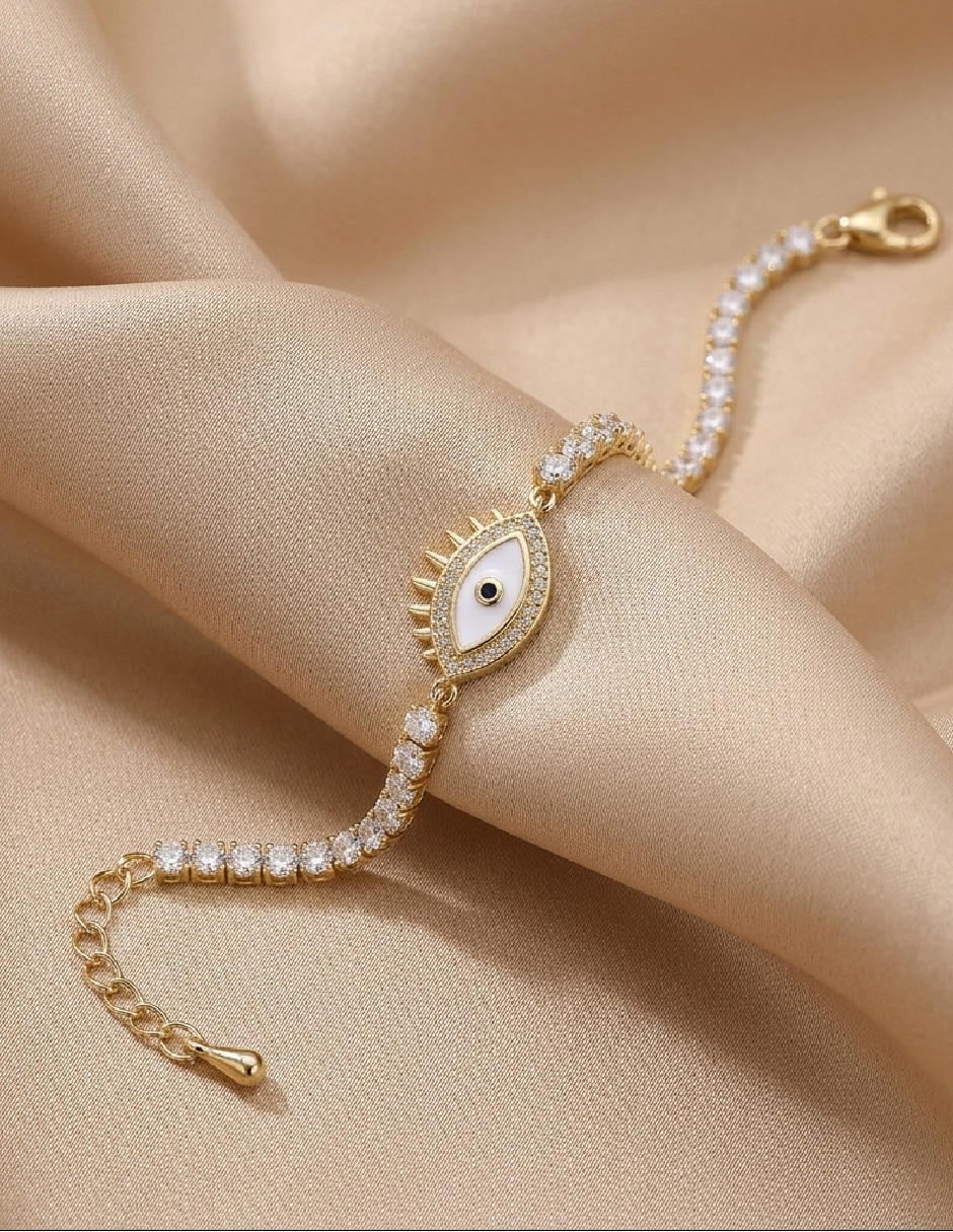 Pulsera de oro amarillo con zirconia 18 k 2
