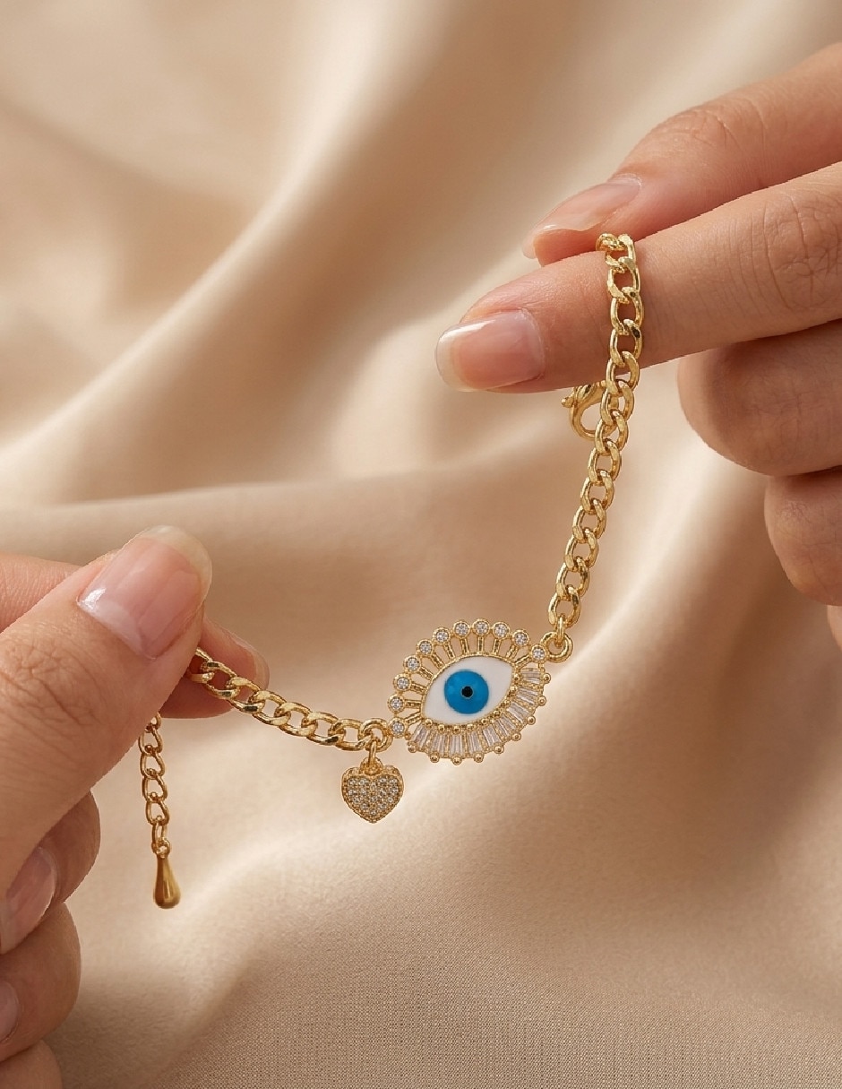 Pulsera de oro amarillo con zirconia 18 K acabado chapa de oro 2