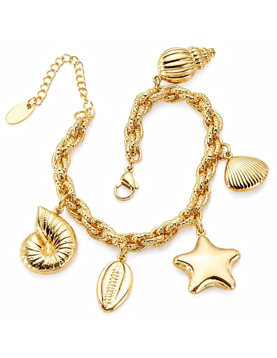 Pulsera con Marevia acabado baño de oro 2