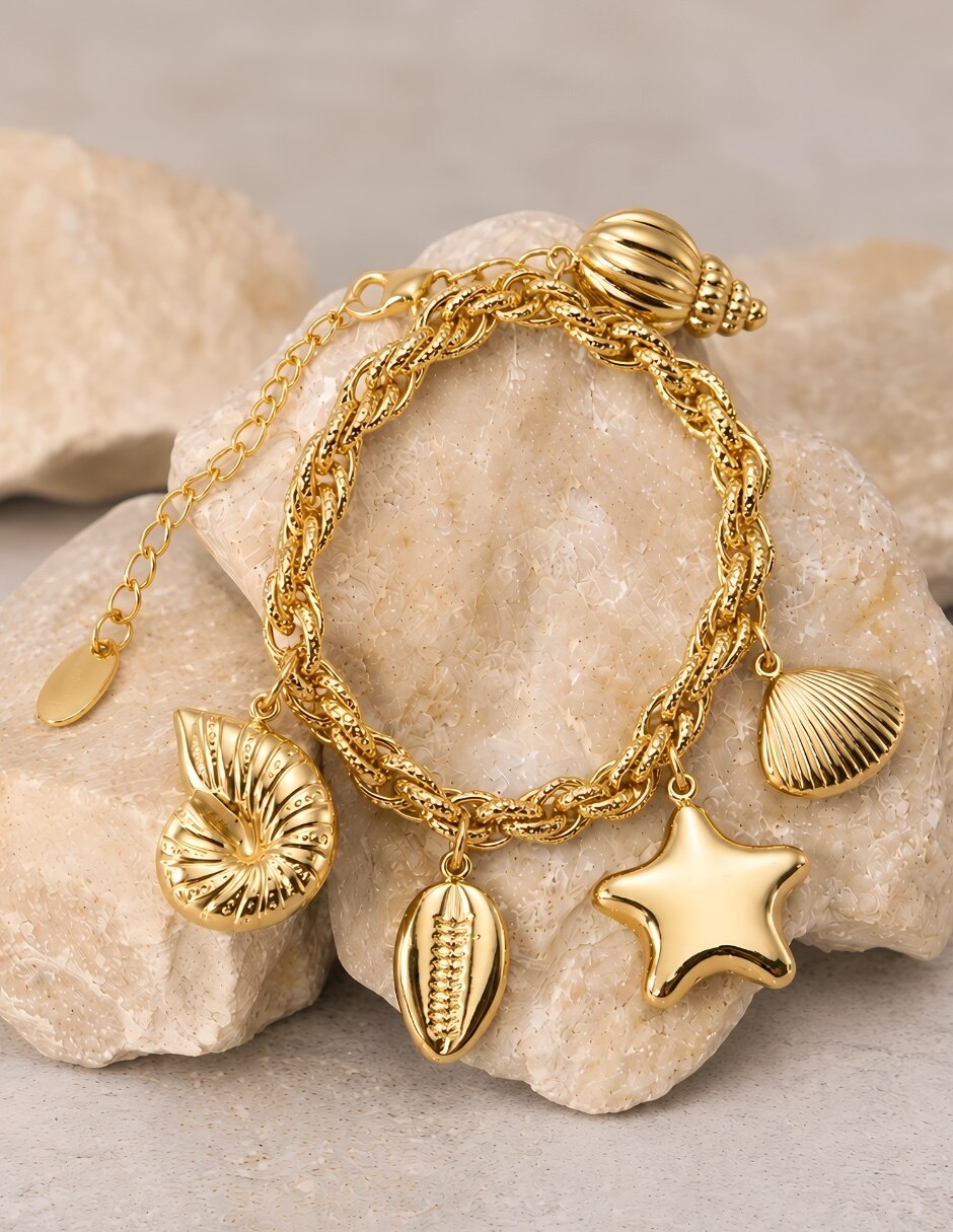 Pulsera con Marevia acabado baño de oro 7