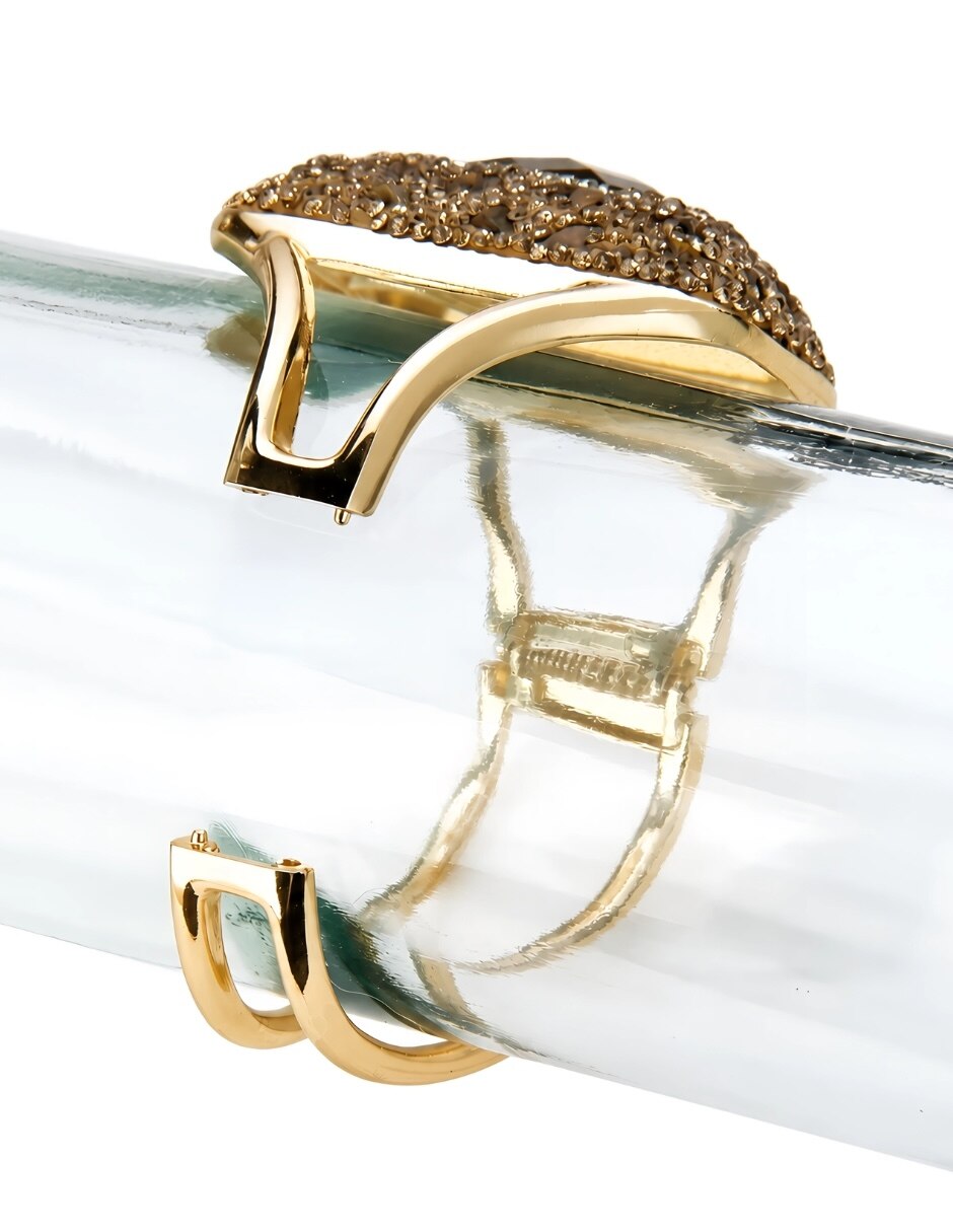 Brazalete con piedra natural Ambar acabado baño de oro 3