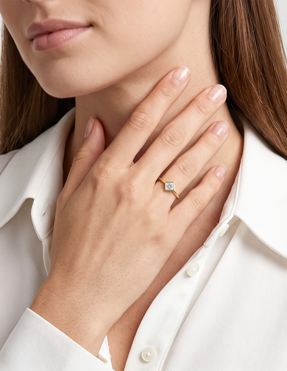 Anillo de rombo 10 k de oro zirconia brillante 5