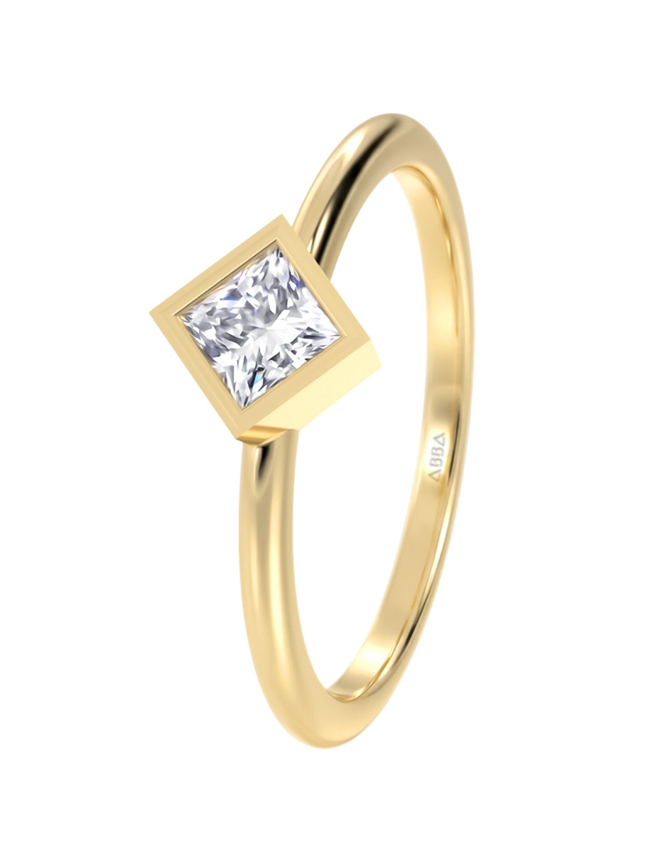 Anillo de rombo 10 k de oro zirconia brillante 3