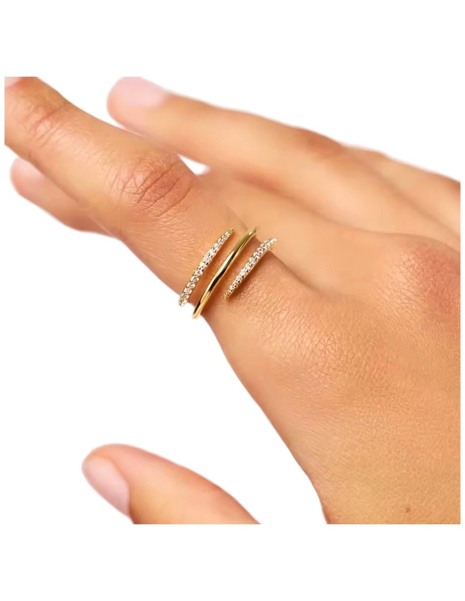 Anillo con gema de espiral P 925 de plata circonita brillante
