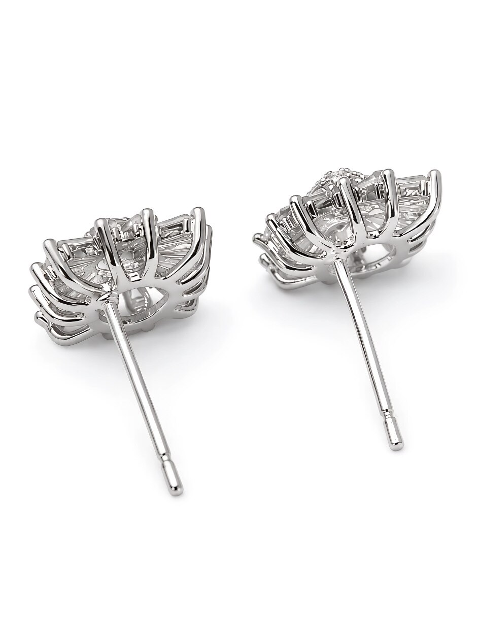 Broqueles de flor Destello con acabado baño de rodio 3
