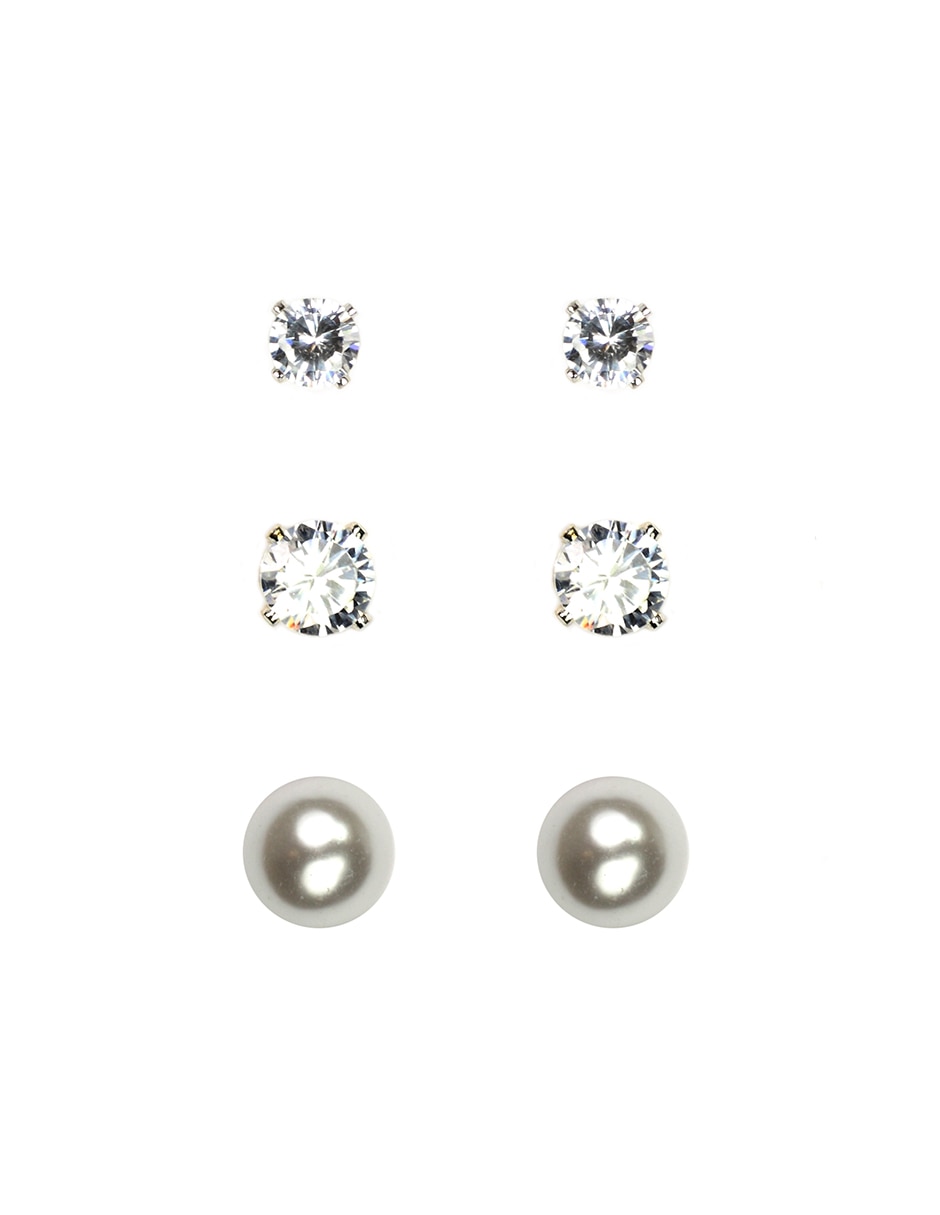 Aretes basic social de acero con acabado pulido circonita Aretes basic social de acero con acabado pulido circonita