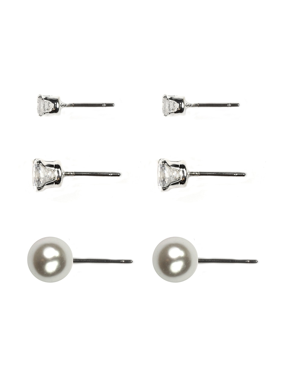 Aretes basic social de acero con acabado pulido circonita 3