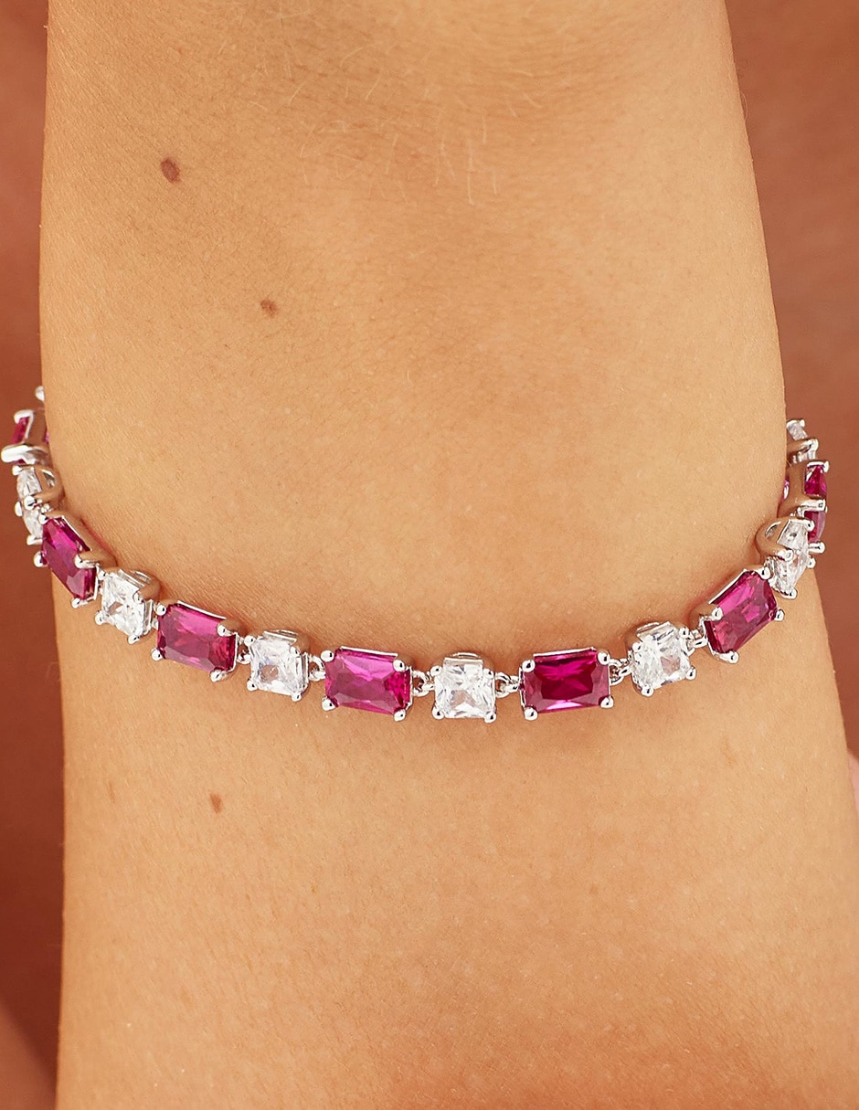 Pulsera de plata con circonita fancy passion ruby