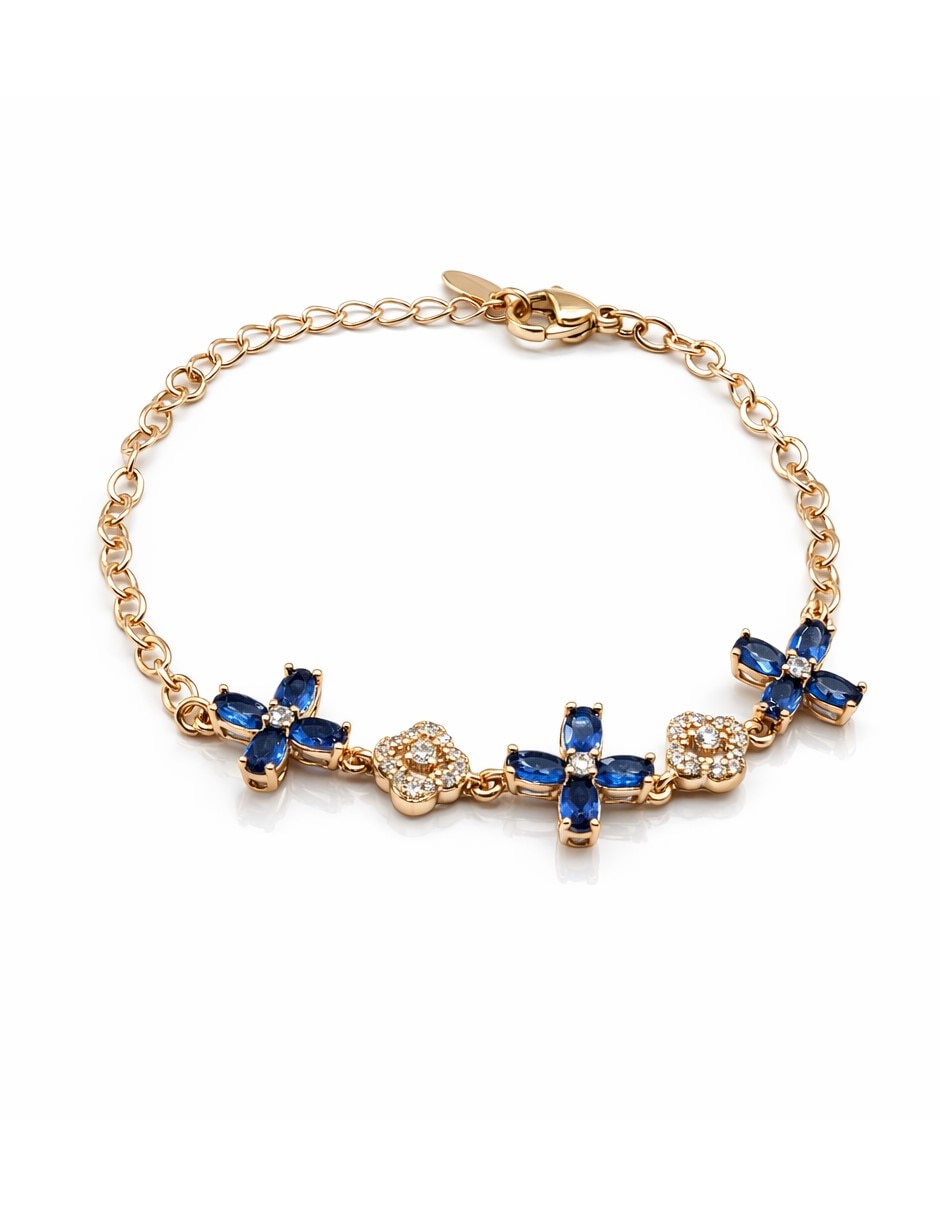 Pulsera de oro laminado con zirconia cúbica 18 K Moderna y elegante acabado brillante