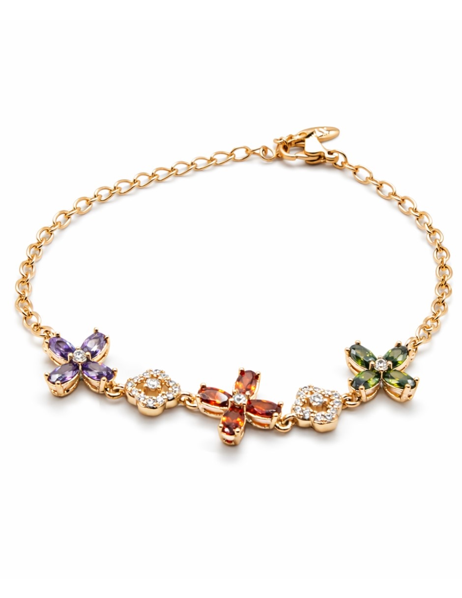 Pulsera de oro laminado con zirconia cúbica 18 K Moderna y elegante acabado brillante 1