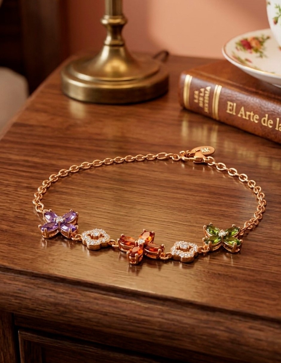 Pulsera de oro laminado con zirconia cúbica 18 K Moderna y elegante acabado brillante 2