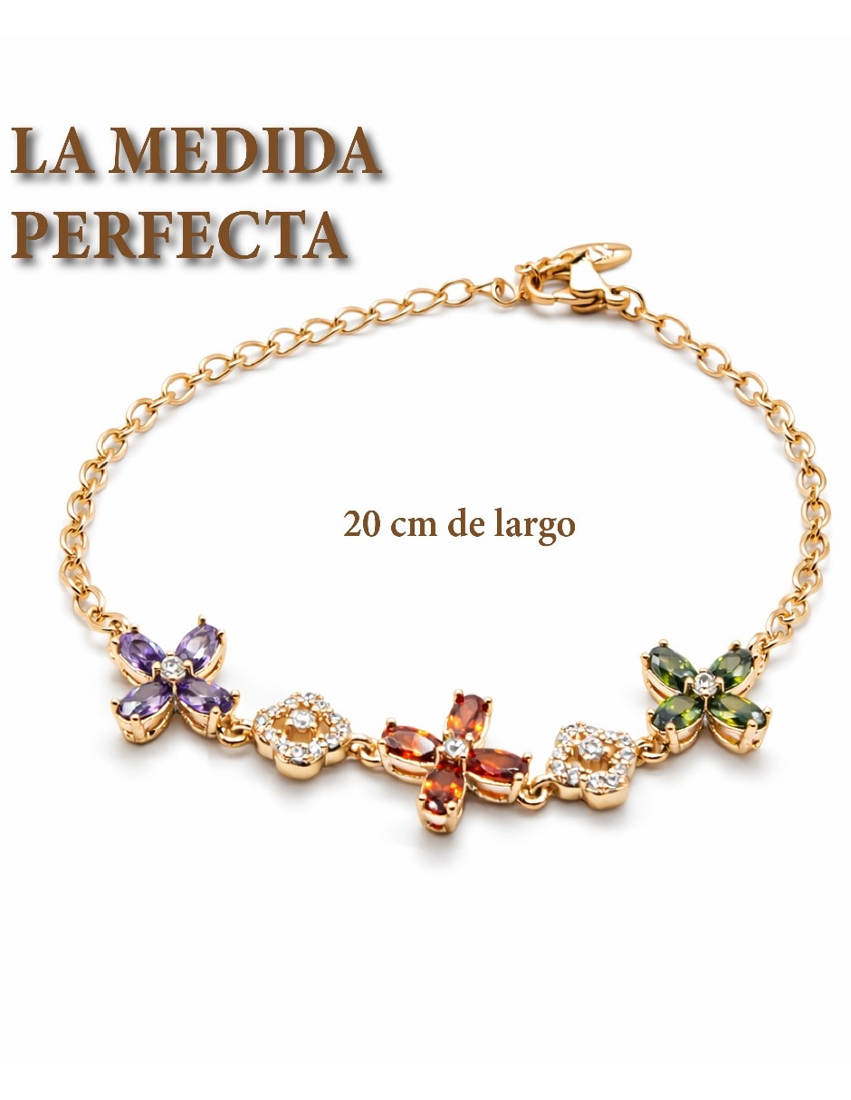 Pulsera de oro laminado con zirconia cúbica 18 K Moderna y elegante acabado brillante 7