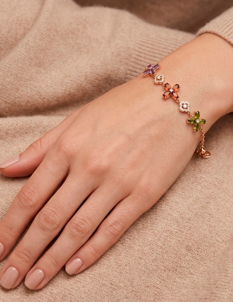 Pulsera de oro laminado con zirconia cúbica 18 K Moderna y elegante acabado brillante 3