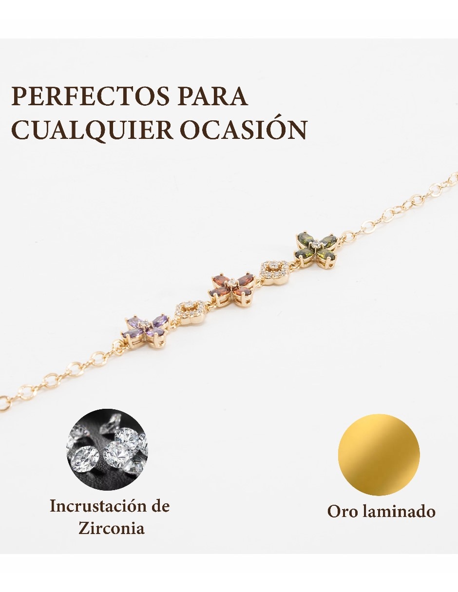 Pulsera de oro laminado con zirconia cúbica 18 K Moderna y elegante acabado brillante 5