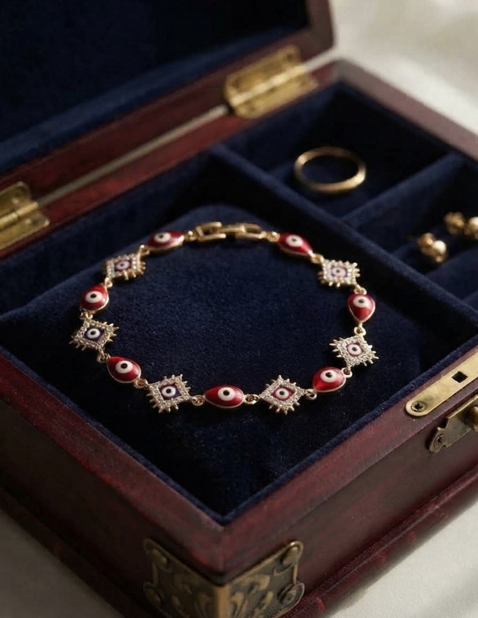 Pulsera de oro laminado con zirconia cúbica 14 k joyeria juvenil con diseño de ojo turco 5