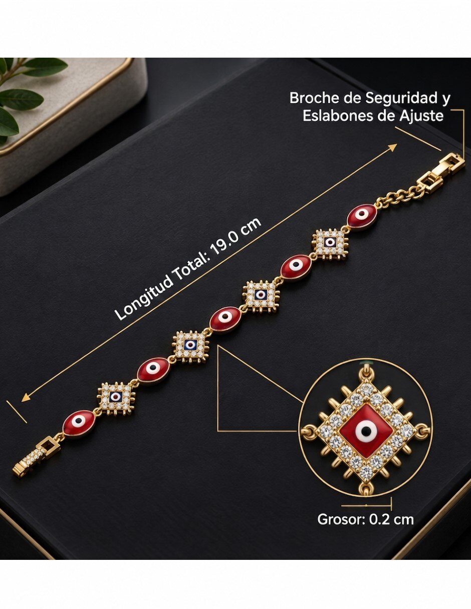 Pulsera de oro laminado con zirconia cúbica 14 k joyeria juvenil con diseño de ojo turco 6
