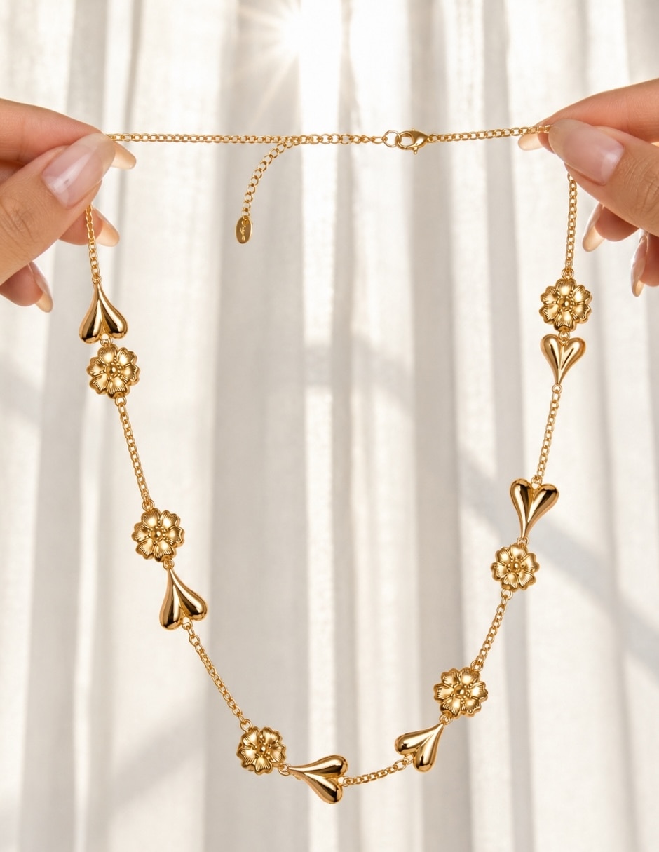 Collar floré de acero inoxidable 4
