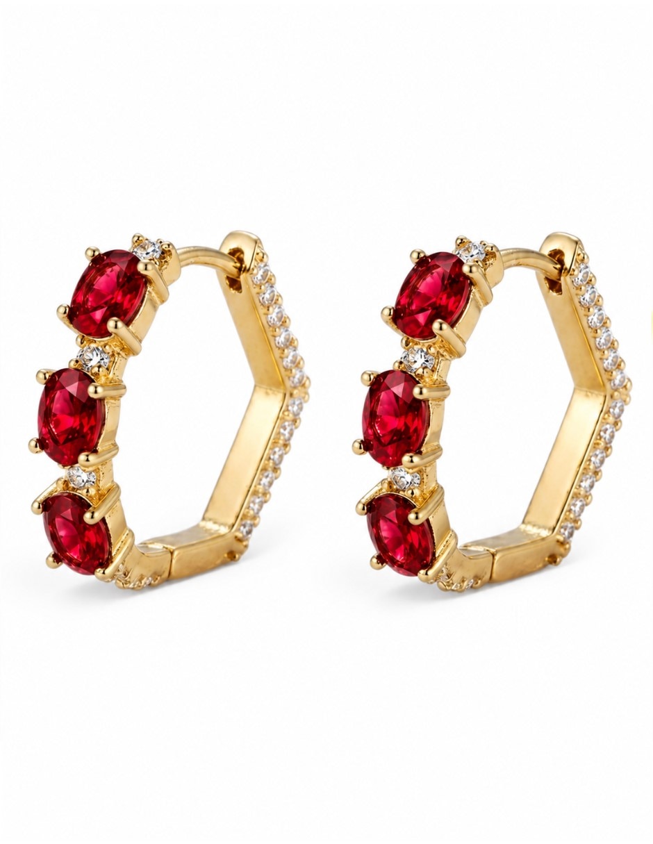 Arracadas de hexagonal de oro laminado 14 K con acabado brillante 1