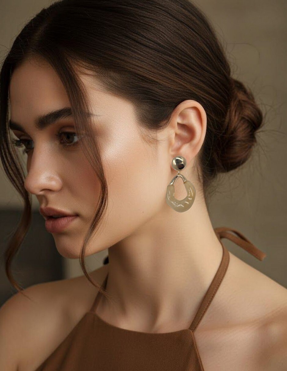 Aretes largos arette de acrílico con acabado esmaltado 4