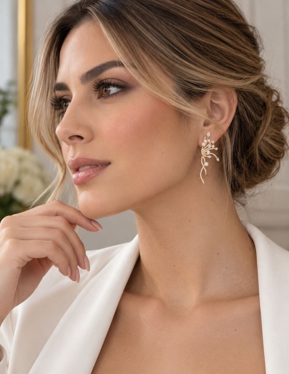 Broqueles elysa con acabado baño de oro zirconia 3
