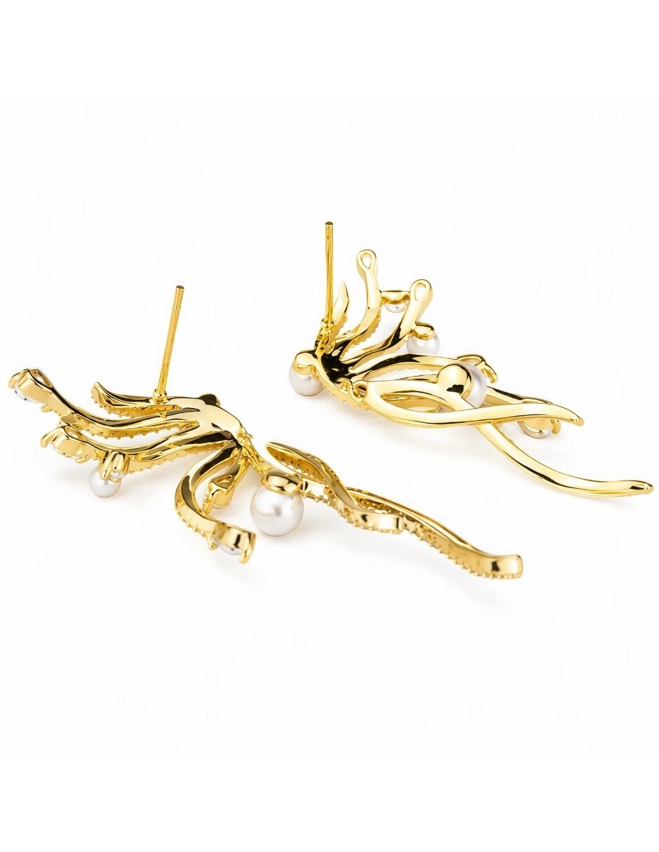 Broqueles elysa con acabado baño de oro zirconia 5