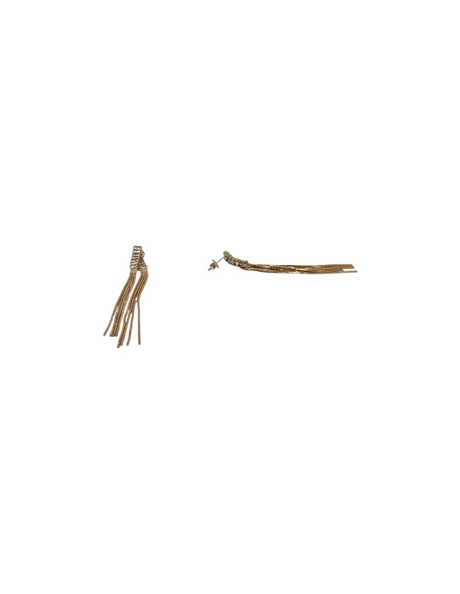 Aretes largos de acero inoxidable con acabado chapa de oro zirconia 2