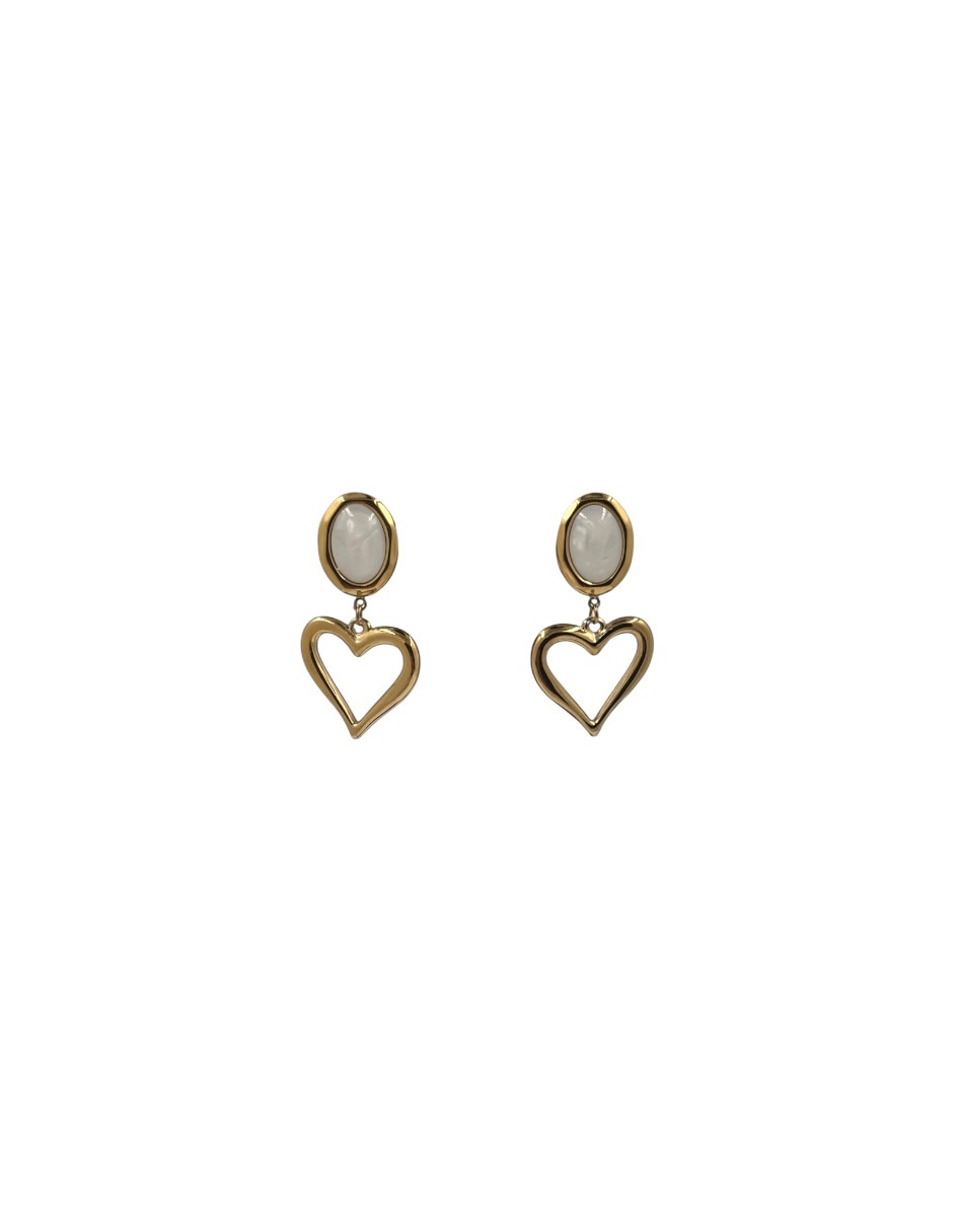 Aretes largos de acero inoxidable con acabado chapa de oro