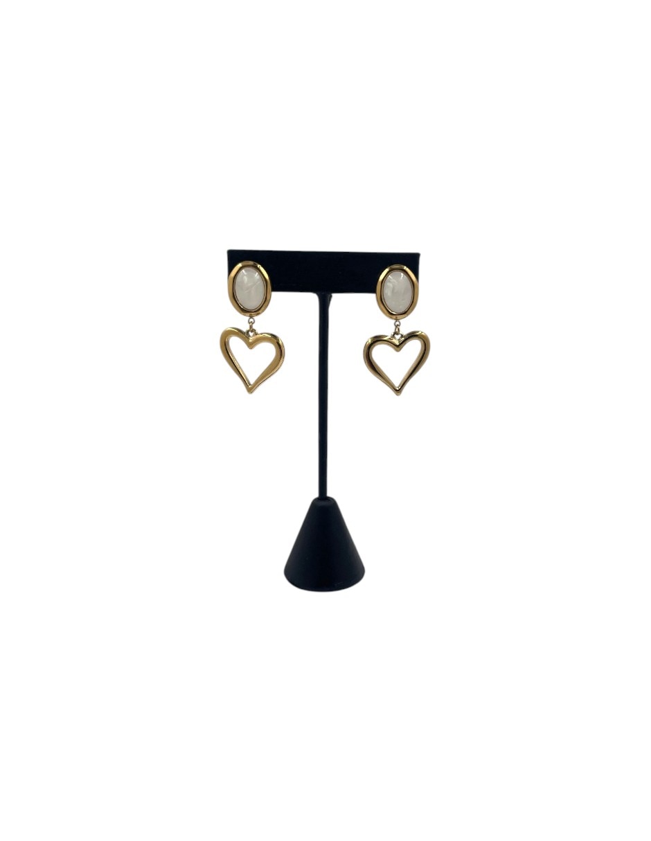 Aretes largos de acero inoxidable con acabado chapa de oro 3