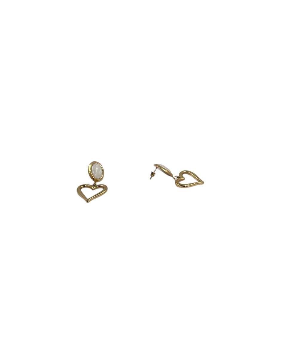 Aretes largos de acero inoxidable con acabado chapa de oro 2