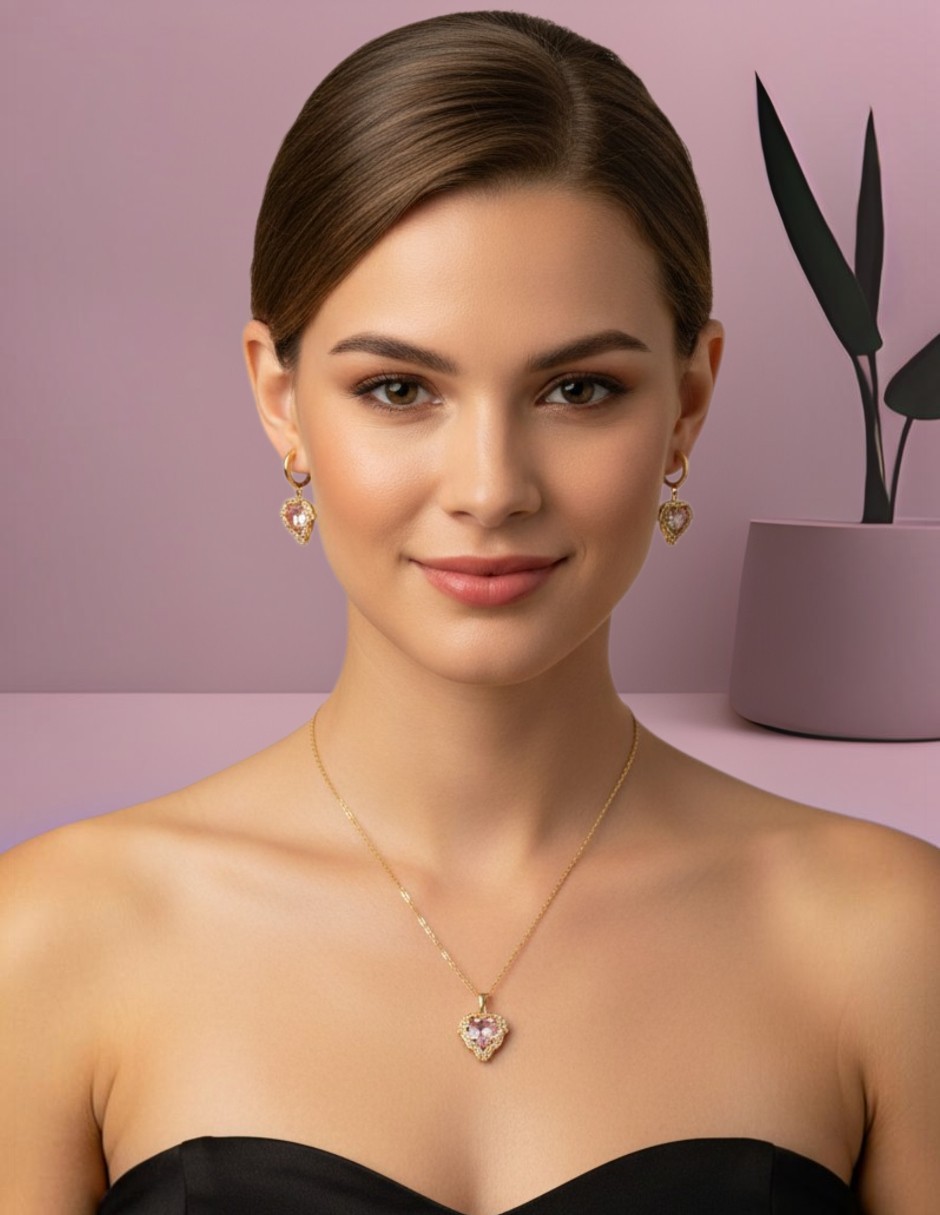 Aretes y collar de (si aplica) " de Acero inoxidable Sin kilataje Zirconia 4
