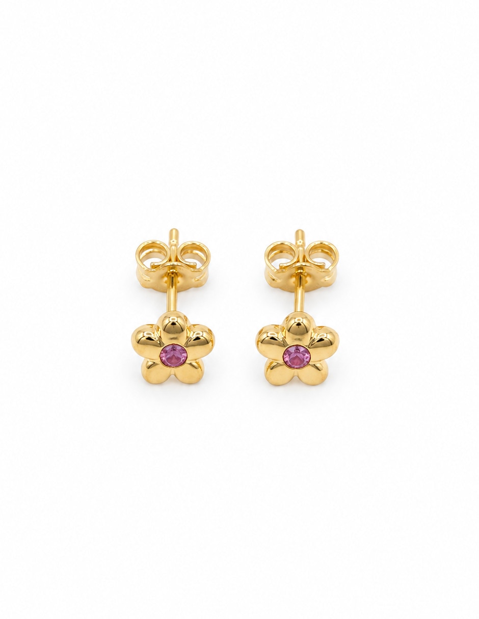 Broqueles de chapa de oro 18 k con acabado chapa de oro zirconia
