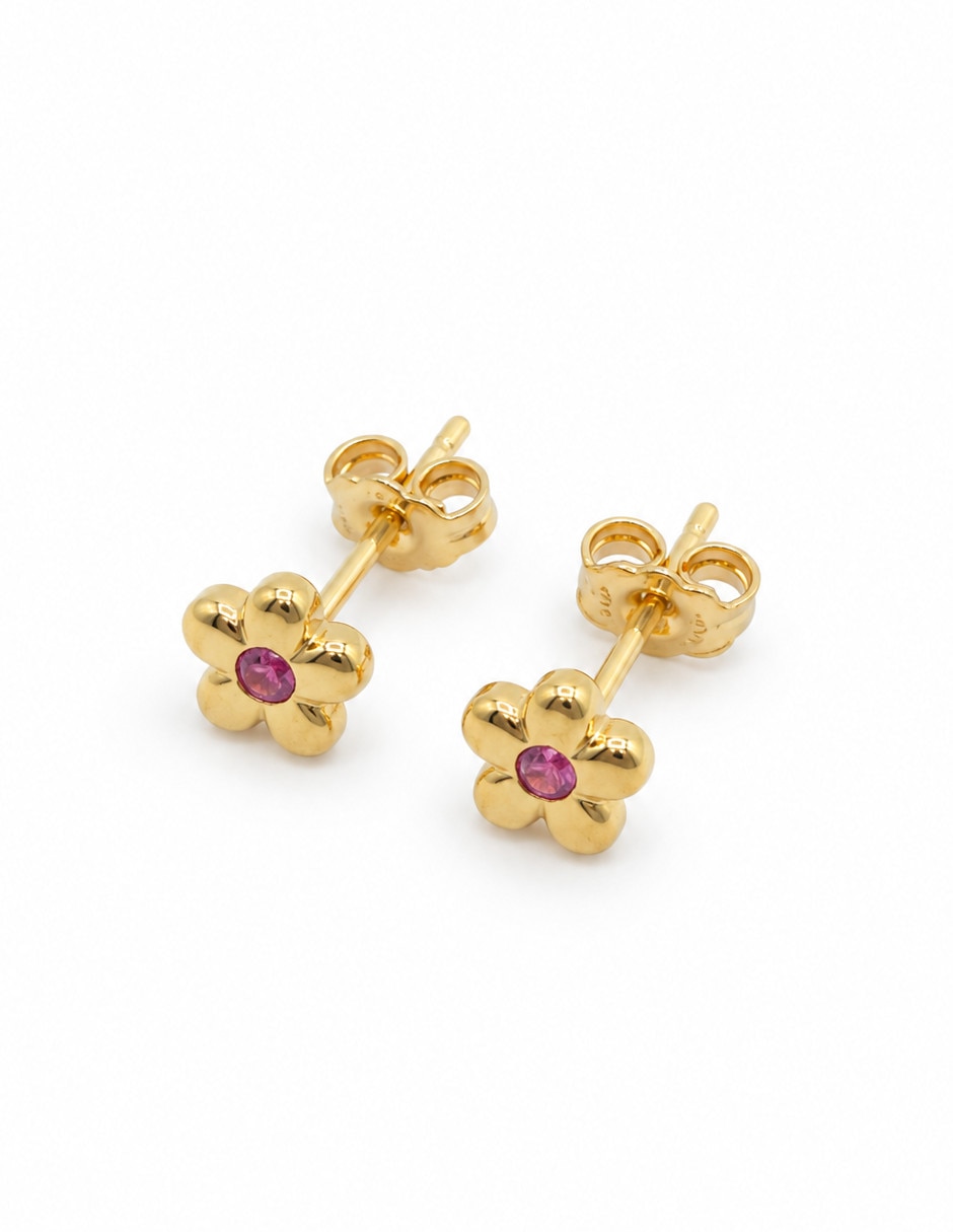 Broqueles de chapa de oro 18 k con acabado chapa de oro zirconia