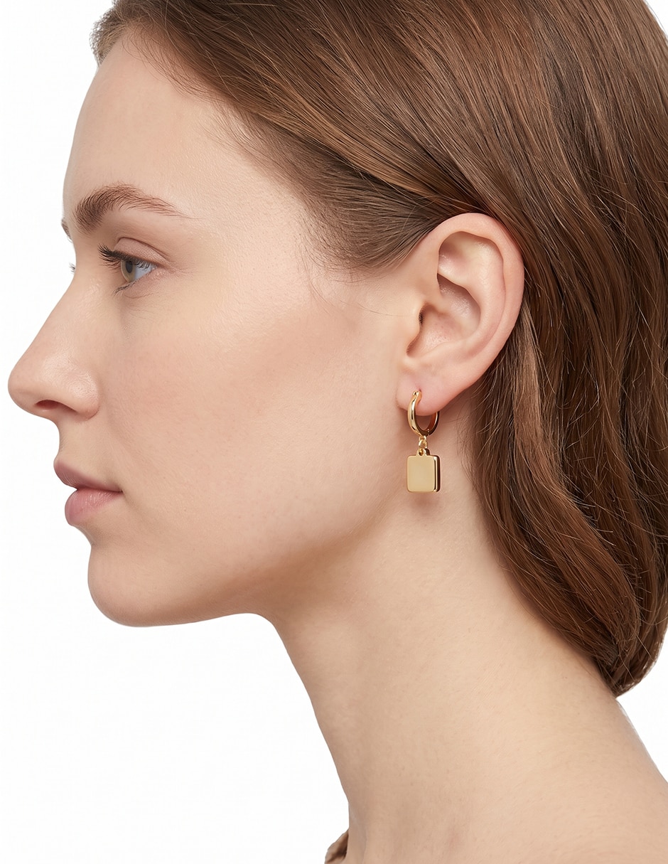 Aretes cortos mallandra con acabado liso 3