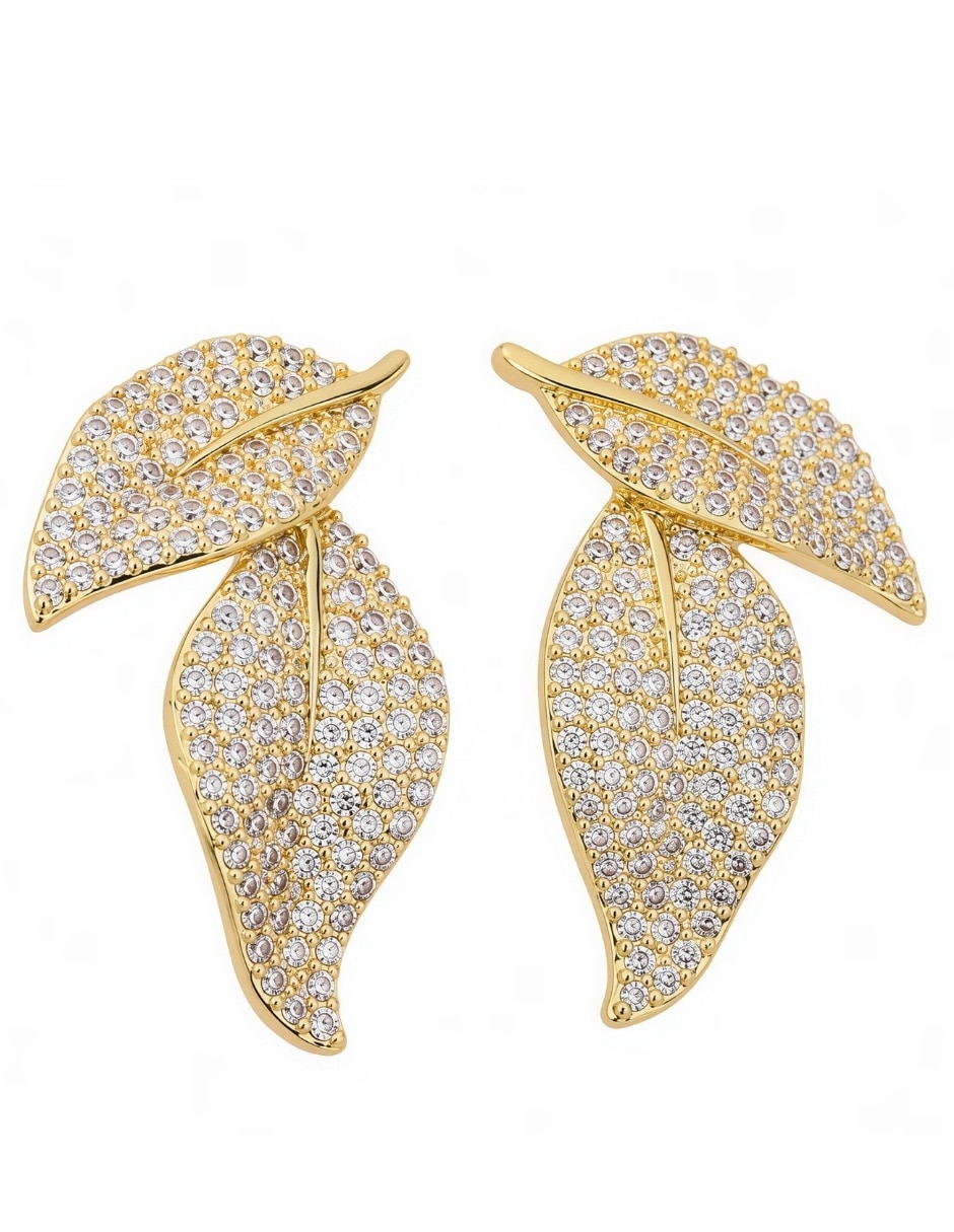 Broqueles sylva golden con acabado baño de oro zirconia Broqueles sylva golden con acabado baño de oro zirconia