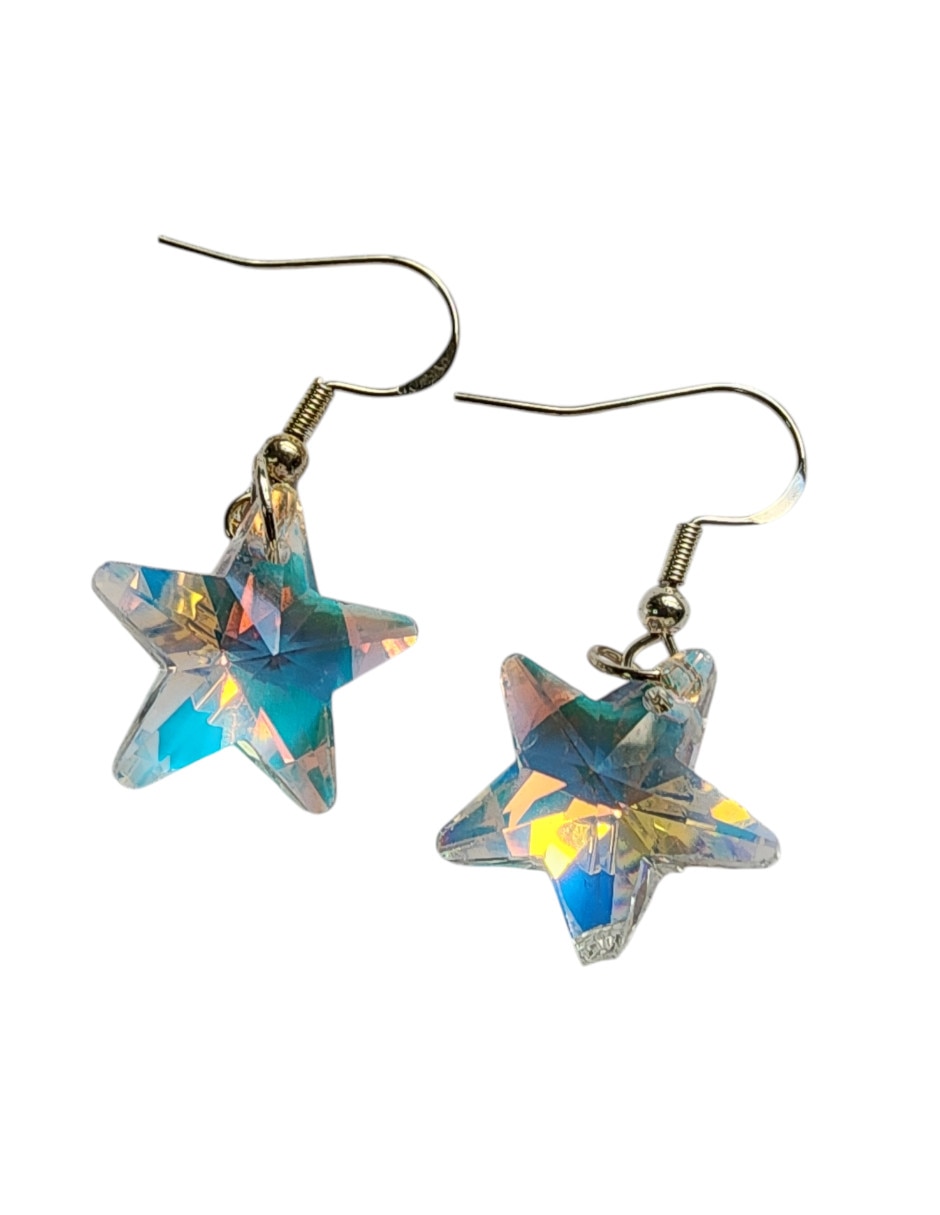 Aretes largos de estrella Limerenca by Claudia Herrera Estrella tornasol de plata p925 con acabado Brillante zirconia 3