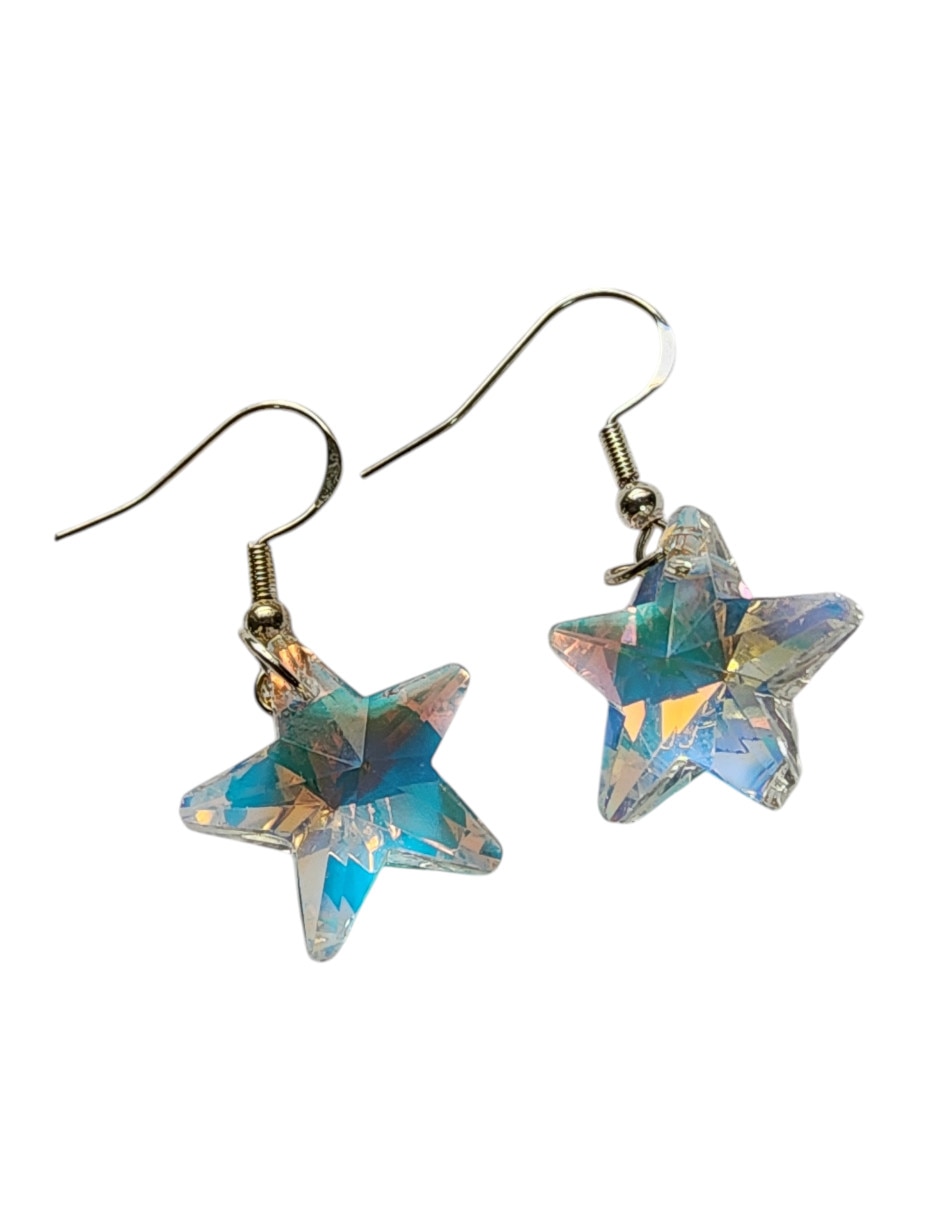 Aretes largos de estrella Limerenca by Claudia Herrera Estrella tornasol de plata p925 con acabado Brillante zirconia 2