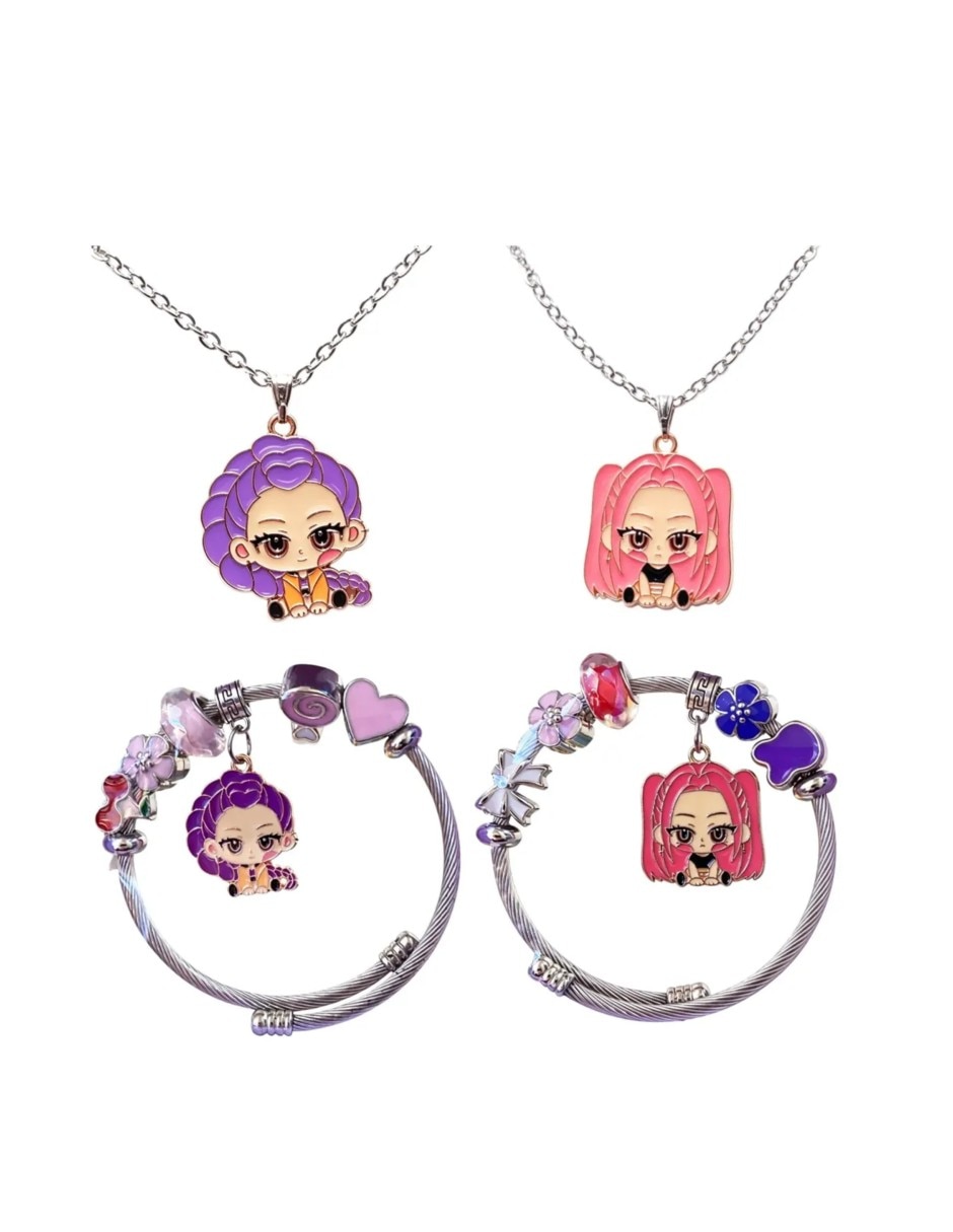 Imagen de producto Set collar k-pop demon hunters de acero inoxidable