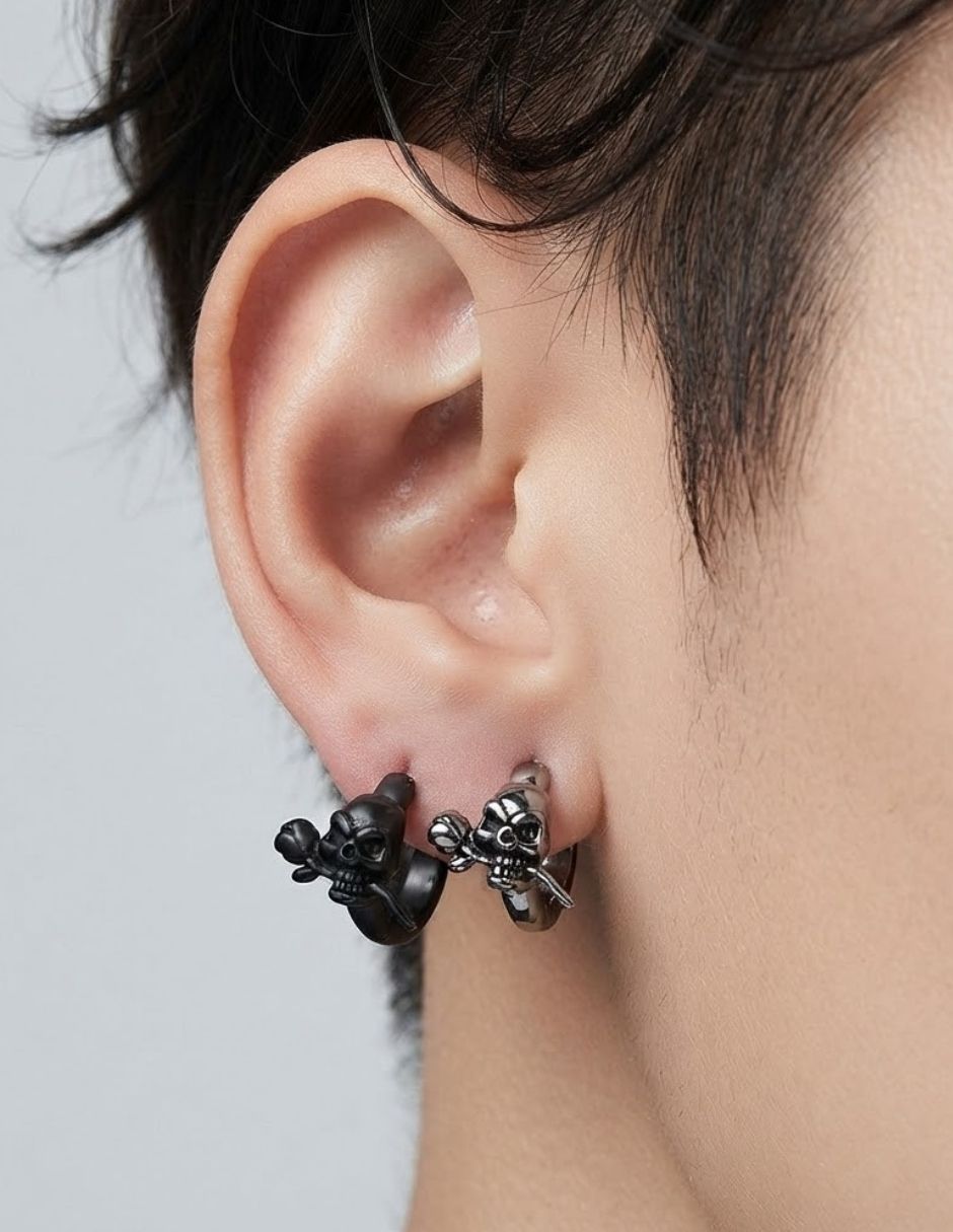 Aros de calaveras de acero inoxidable con acabado brillante 6