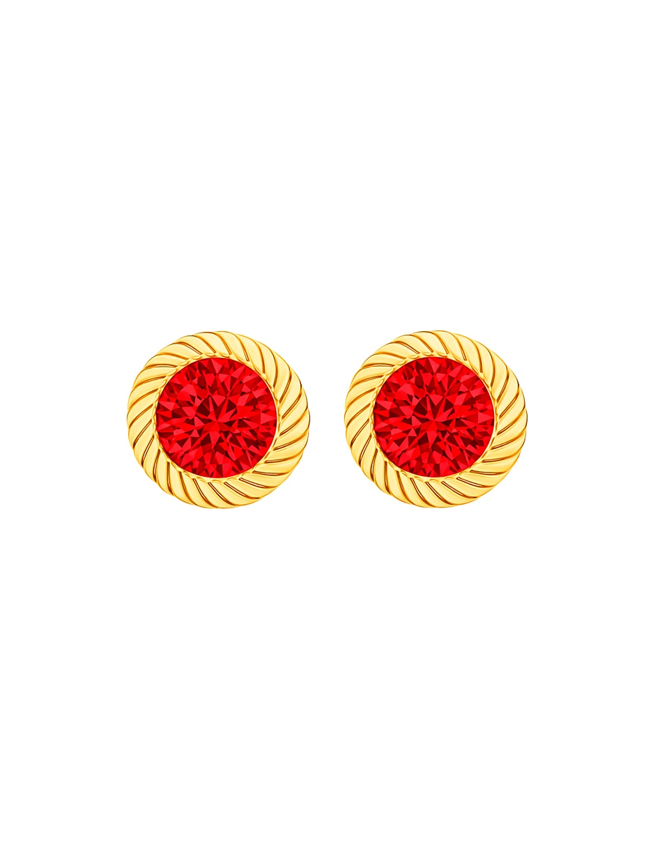Broqueles de oro amarillo 10 k con acabado brillante zirconia Broqueles de oro amarillo 10 k con acabado brillante zirconia