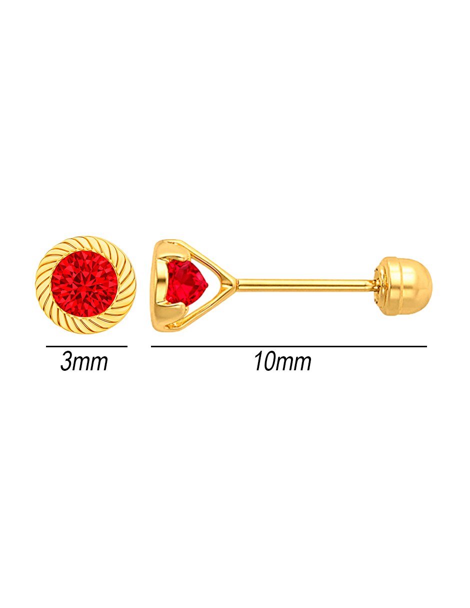 Broqueles de oro amarillo 10 k con acabado brillante zirconia 5